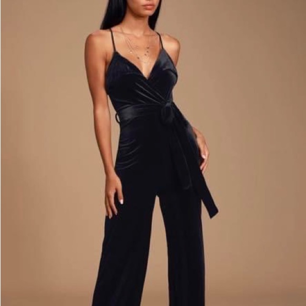Lulus Kylinna Velvet Wideleg Jumpsuit